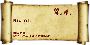 Miu Ali névjegykártya